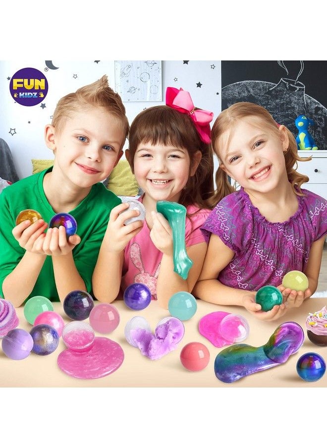FUN KIDZ - 25 Variety Slime Balls Party Favors For Kids Funkidz Bulk Premade Slime Pack Gift Toys For Girls Boys 612 With Galaxy Butter Fluffy Cloud Unicorn Mermaid Glow Clear Slimes - Image 1