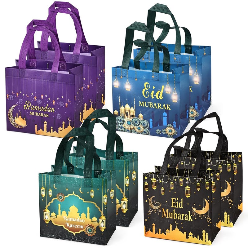 Aviski 8PCS Eid Mubarak Reusable Gift Bags, Treat Bags with Handles, Ramadan Mubarak Party Bags, Multifunctional Non-Woven Eid Bags for Gifts Wrapping, Ramadan Kareem Party Supplies, 9.2"Ã—8.7"Ã—4.3" - Image 1