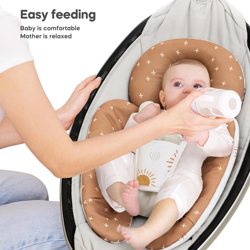 Mamatepe إدراج الرضيع متوافق مع 4moms Mamaroo و Graco Swing ومقعد السيارة للرضع - وسادة دعم الرأس والجسم للرضع حديثي الولادة، تصميم قابل للعكس، قماش ناعم قابل للتنفس - Image 5