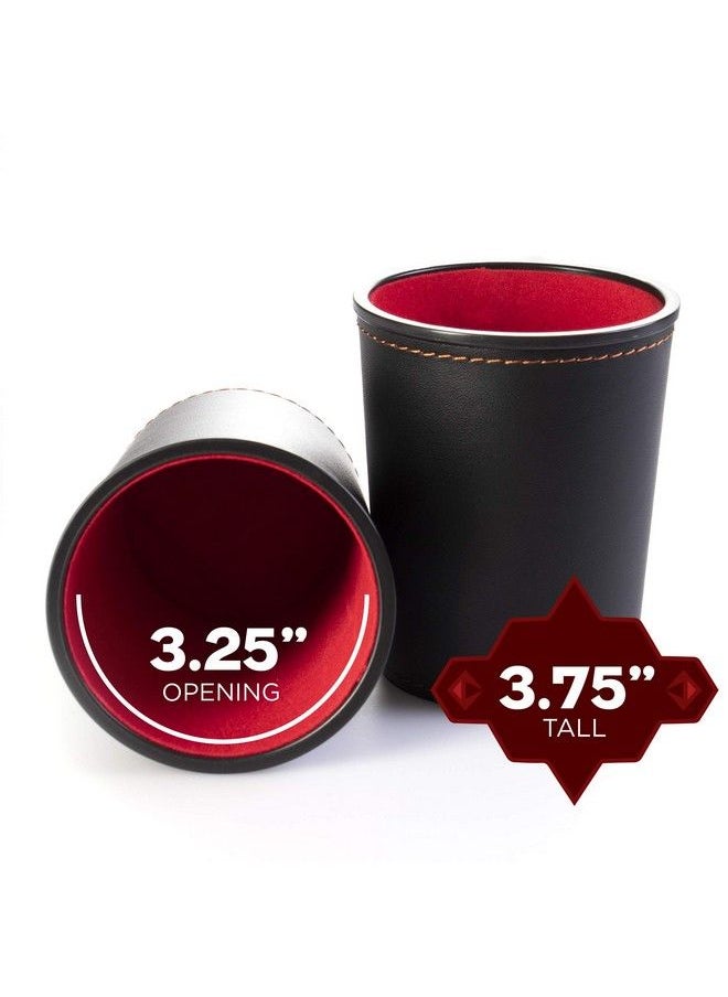 Brybelly - 5 Leather Dice Cups And 25 Bullseye Dice By Bullseye Game Night ; Classic Dice For Farkle Liar Dice Bunco ; Black And Red - Image 1