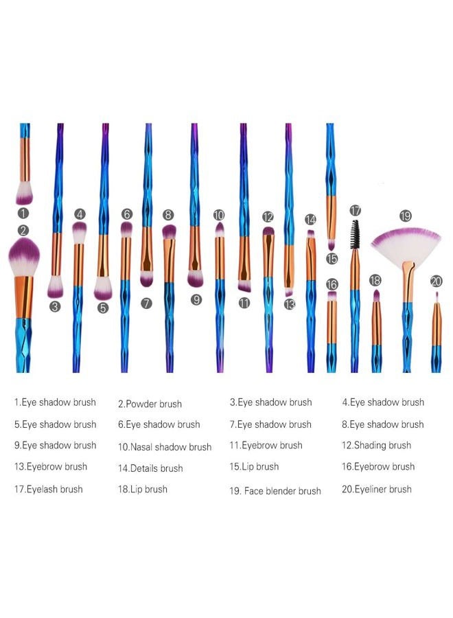 KOLIGHT Pack of 20pcs Cosmetic Eye Shadow Sponge Eyeliner Eyebrow Lip Nose Foundation Powder Makeup Brushes Sets (purple) - Image 4