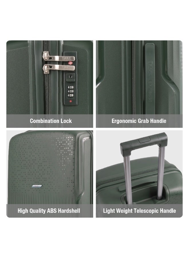 Eagle Express Neon X 2 Piece Luggage Set 14/20 Inch Deep Green, PP Hard Shell Trolley Suitcase Set with Vanity Case and Cabin Carry On Luggage, Lightweight Travel Bags with Spinner Wheels, Secure Lock System and 2 Year Warranty - Image 5