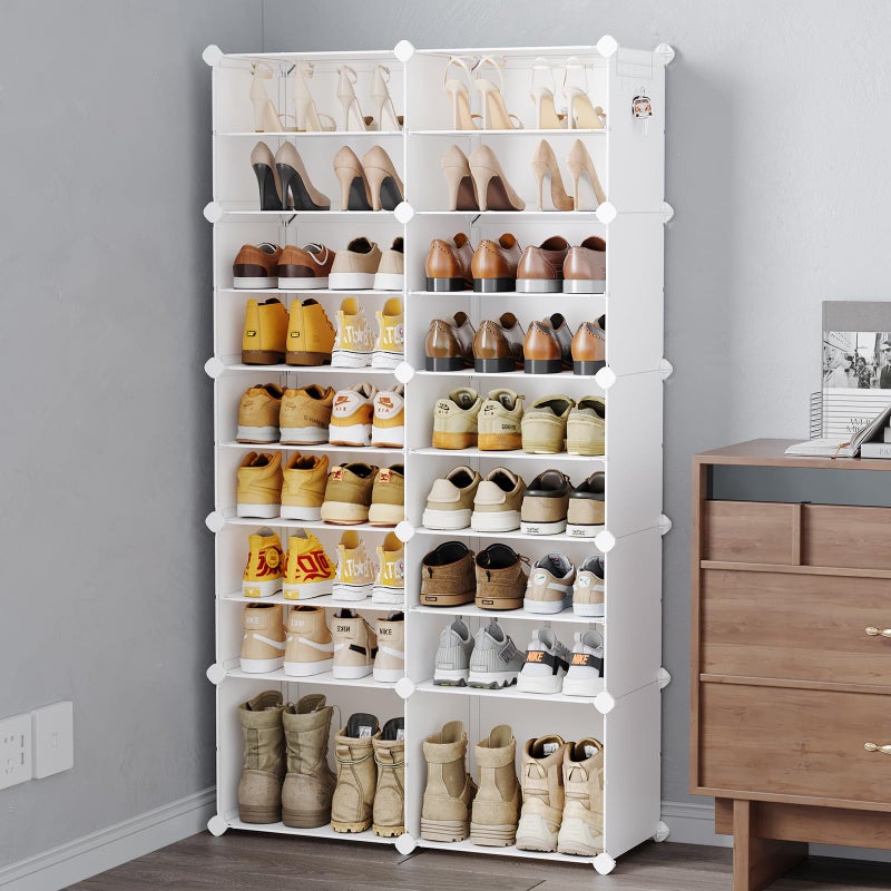 MAGINELS Shoe Rack40 Pairs Shoe Organizer10 Tier Tall Portable Shoe Storage Cubbies CabinetPlastic Shoes Shelves for EntrywayLivingroomBedroomWhite