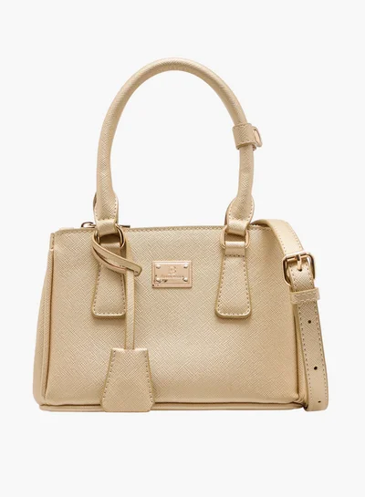 Flora Bella By Shoexpress Women's Textured Crossbody Bag with Detachable Strap and Zip Closure