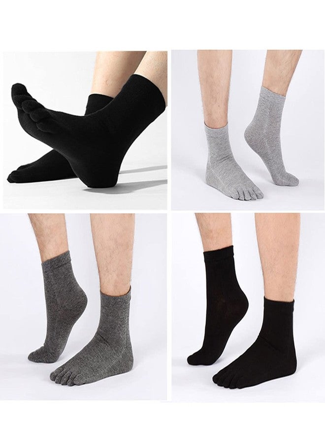CaiDieNu Mens Toe Socks Cotton Athletic Running Five Finger Crew Socks - Image 4