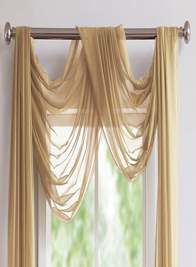 LinenZone Gold Window Scarf Valance in 360 Inch Size. Use Window Scarves as Canopy Bed or Backdrop Curtains, Curtain Scarf, or Sheer Fabric for Draping. (Amazing 55 x 360, Gold) - Image 2