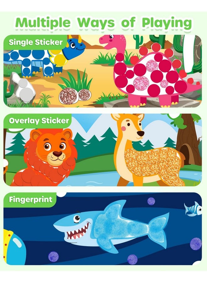 D-FantiX Dot Art Sticker Activity Book with Ink Pad, Mess-Free Finger Painting for Toddlers, Dinosaur, Animal, Outer Space, Vehicle Arts and Crafts, Kids Travel Activities - Image 3