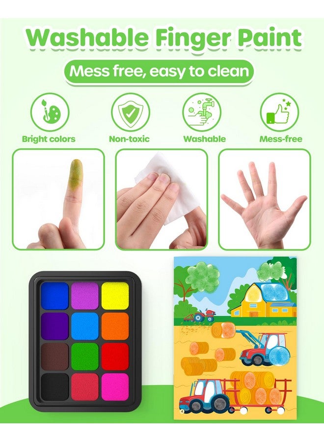 D-FantiX Dot Art Sticker Activity Book with Ink Pad, Mess-Free Finger Painting for Toddlers, Dinosaur, Animal, Outer Space, Vehicle Arts and Crafts, Kids Travel Activities - Image 5