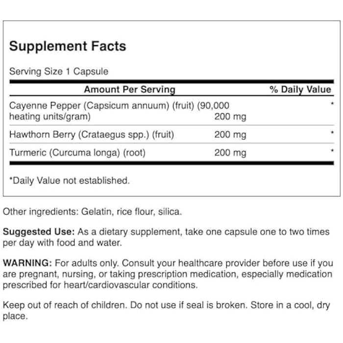 Swanson Full Spectrum Turmeric Hawthorn & Cayenne 60 Capsules - Image 2