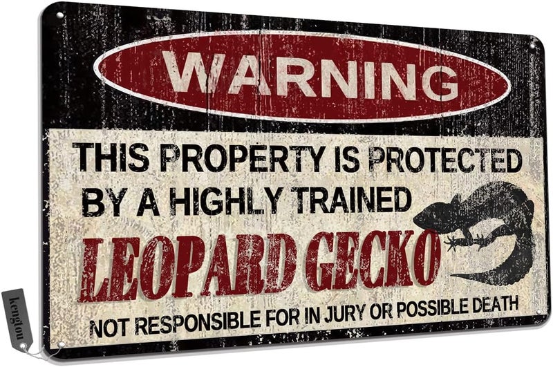 kengtou Vintage Leopard Gecko Warning Metal Sign - Image 1