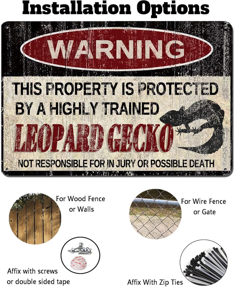 kengtou Vintage Leopard Gecko Warning Metal Sign - Image 4