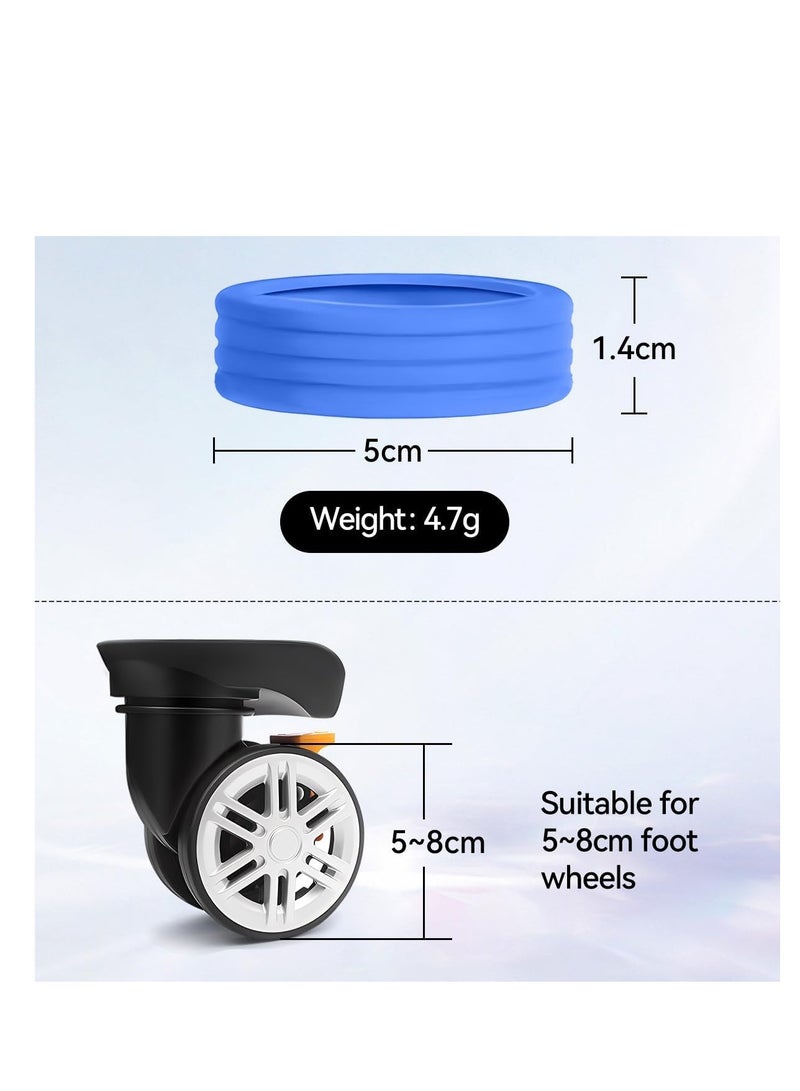 8Pcs Furniture Wheel Cover Set, Wearproof Luggage Suitcase Wheels Covers for Chair Floor mute protection luggage wheel pads (Blue)  - Image 3