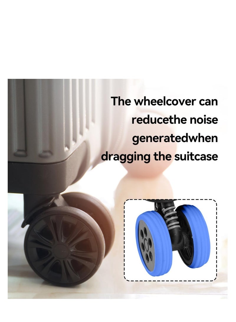 8Pcs Furniture Wheel Cover Set, Wearproof Luggage Suitcase Wheels Covers for Chair Floor mute protection luggage wheel pads (Blue)  - Image 2
