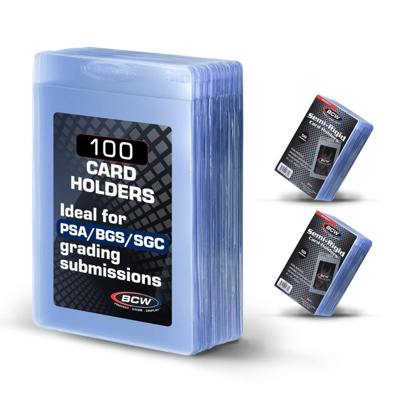 BCW Semi Rigid 1 Card Holder - 100 ct Trading Card Sleeves | PSA  BGS  SGC & CSG Grading Submission Sleeves for Cards | Sports Card  MTG Card Sleeves  Pokemon Card - Save or Grade! - Image 1