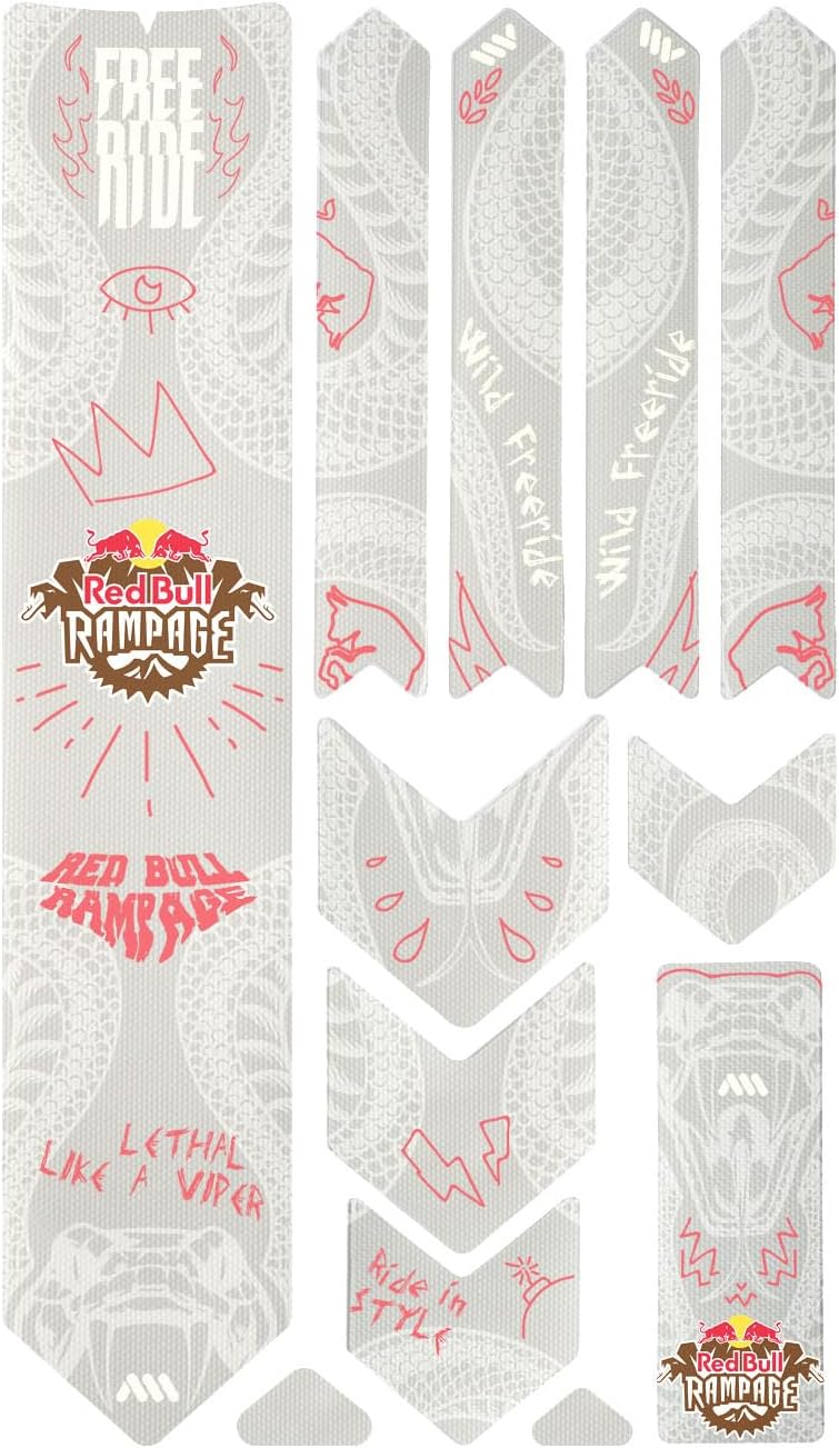 اول ماونتن ستايل حامي إطار لدراجات MTB من نوع All Mountain Style، موديل خاص، بتصميم Red Bull Rampage، مجموعة مكونة من 10 قطع، باللون الأبيض، مصنوع من مادة PVC عالية الجودة. - Image 2