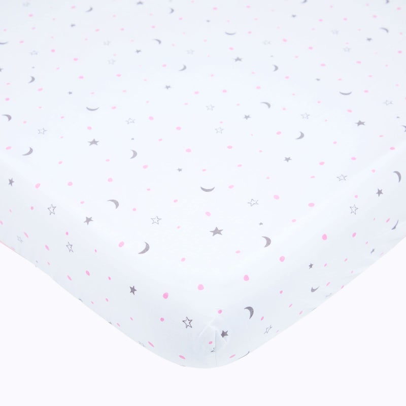 Masilo 100% Organic Cotton Crib Fitted Sheets for Crib Mattress-Baby Fitted Bed Sheet -Fits Upto 6" deep-All Round Elastic for Secure fit -Star Blue - Image 1