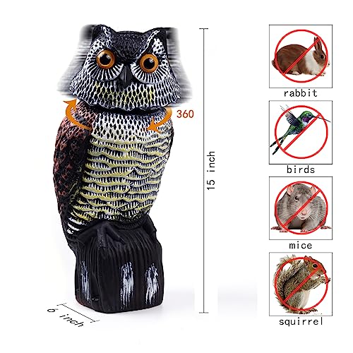 Hedoc Fake Owl Decoys to Scare Birds Away, Rotating Head Sculptures, Nature Enemy Scarecrow Plastic Statues, Pest Repellent, Bird Control and Pigeon Deterrent Outdoor Yard, Garden Protectors - Image 2