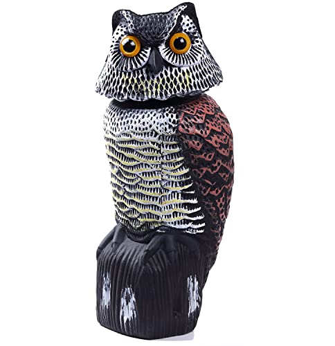 Hedoc Fake Owl Decoys to Scare Birds Away, Rotating Head Sculptures, Nature Enemy Scarecrow Plastic Statues, Pest Repellent, Bird Control and Pigeon Deterrent Outdoor Yard, Garden Protectors - Image 1