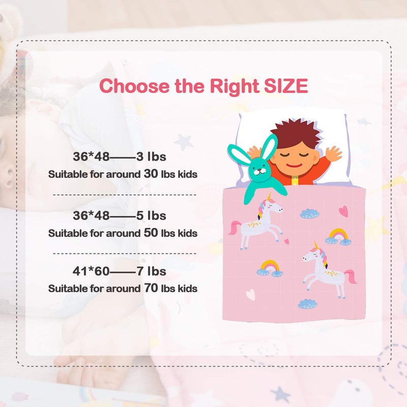 Sivio Weighted Blanket, Cotton Heavy Blanket, Breathable and Soft Weighted Throw, Pink Unicorn, 3lbs, 36 x 48 inches - Image 5