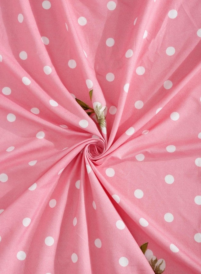 YaAkholic Elastic Fitted Queen Size Bedsheet with 2 Pillow Cover | Elastic (Pink Dot) - Image 3