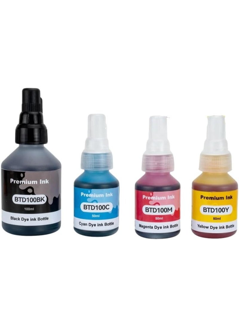 SKY 4-Pack BTD100 refill ink Comptible with Brother T Series DCP-T230 / T238 T430W / T435W / DT436W T439W / T530DW / T536DW / T730DW / DCP-T735DW T830DW / DCP-T835DW MFC-T930DW Printers - Image 1