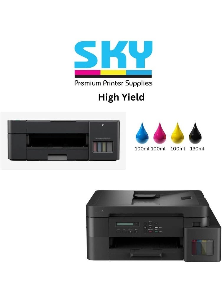SKY 4-Pack BTD100 refill ink Comptible with Brother T Series DCP-T230 / T238 T430W / T435W / DT436W T439W / T530DW / T536DW / T730DW / DCP-T735DW T830DW / DCP-T835DW MFC-T930DW Printers - Image 3