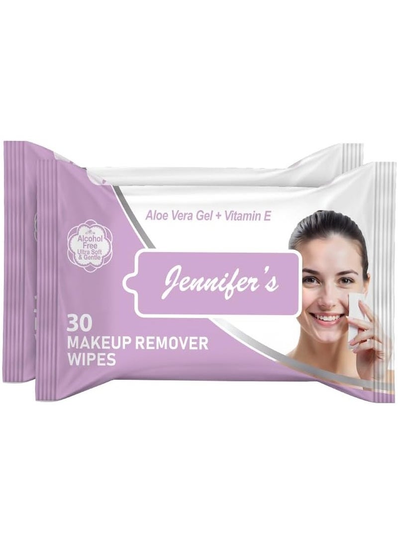 Jennifer’s Make Up Remover Wipes Twin Pack -  Makeup Removal Wipes for Sensitive Skin - Gentle, Non-Irritating Formula