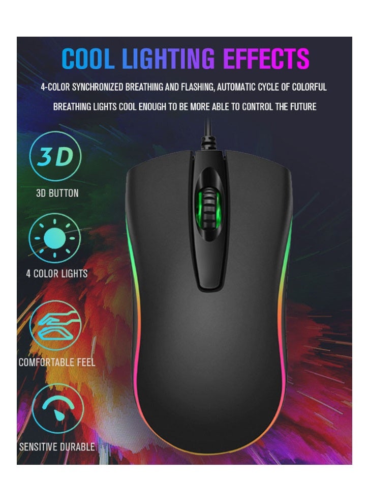 عام لوحة مفاتيح سلكية مضيئة ، ماوس ، سماعة رأس ، لوحة ماوس ، مجموعة من أربع قطع ، هدية للعائلة والأصدقاء - Image 5