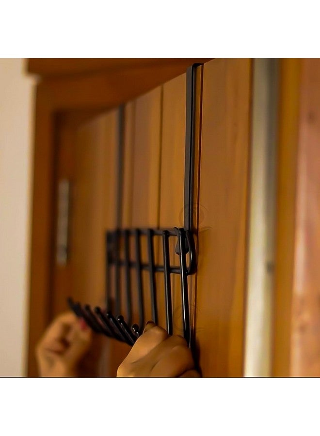 CANWAY® 2 Pieces 7 Hooks Stainless Steel Over-The-Door Hanger for Home and Office, No Drilling Required, Black - Image 5