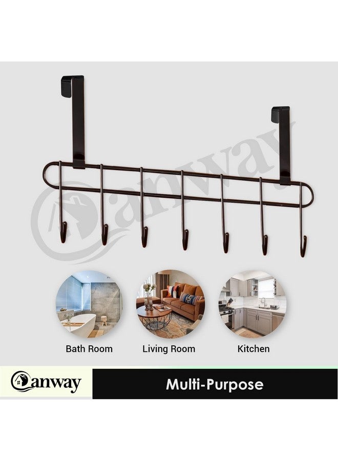 CANWAY® 2 Pieces 7 Hooks Stainless Steel Over-The-Door Hanger for Home and Office, No Drilling Required, Black - Image 4