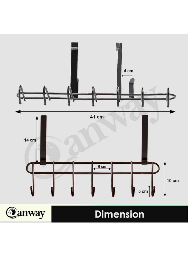 CANWAY® 2 Pieces 7 Hooks Stainless Steel Over-The-Door Hanger for Home and Office, No Drilling Required, Black - Image 2