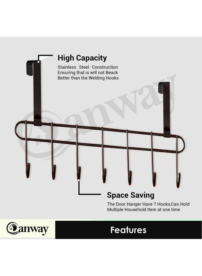 CANWAY® 2 Pieces 7 Hooks Stainless Steel Over-The-Door Hanger for Home and Office, No Drilling Required, Black - Image 3
