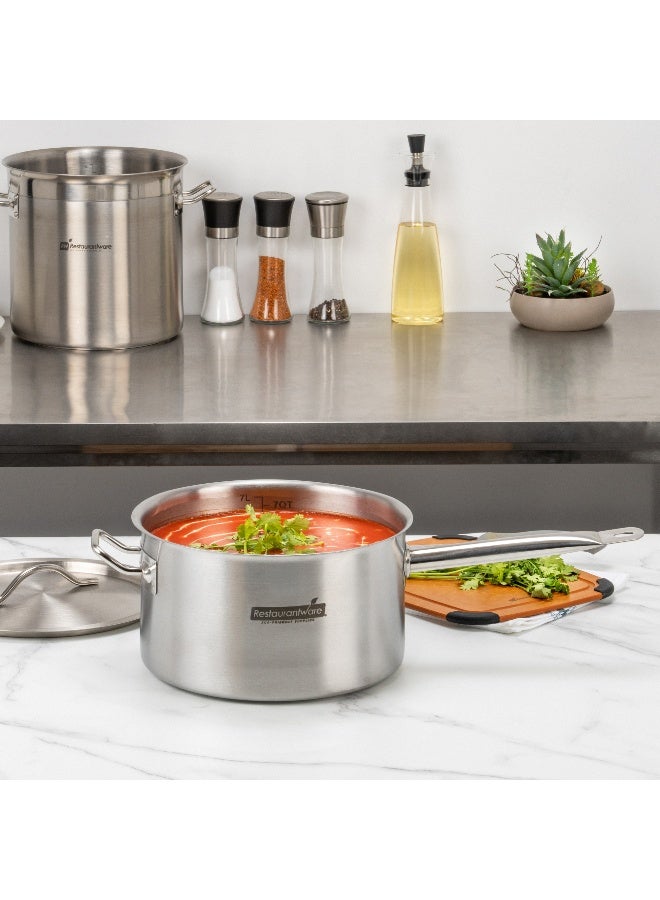 Restaurantware وعاء طهي ميت لوكس سعة 7.5 لتر مع induction، وعاء عميق واسع - مقبض واحد، الغطاء يباع بشكل منفصل، وعاء طهي من الفولاذ المقاوم للصدأ بلمسة مرآة، للطهي وغلي الطعام - Image 4