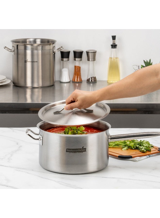 Restaurantware وعاء طهي ميت لوكس سعة 7.5 لتر مع induction، وعاء عميق واسع - مقبض واحد، الغطاء يباع بشكل منفصل، وعاء طهي من الفولاذ المقاوم للصدأ بلمسة مرآة، للطهي وغلي الطعام - Image 5