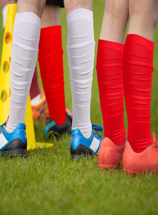 Chuarry Scrunch Football Socks Non Slip Men Extra Long Soccer Socks Over The Knee Athletic(White, Red,2 Pairs) - Image 4