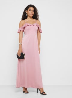 Little Mistress Frill Cold-Shoulder Maxi Dress  - Image 1