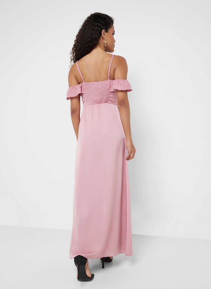 Little Mistress Ruffled Shoulder Maxi Dress  - Image 2