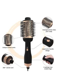 Beauenty Professional One Step Hair Dryer Brush Volumizer Straightener Negative Ion Hot Air Brushes Curling Iron Salon Rotating (Color : Gold, Size : 14 * 4 Inch)  - Image 5