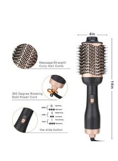 Beauenty Professional One Step Hair Dryer Brush Volumizer Straightener Negative Ion Hot Air Brushes Curling Iron Salon Rotating (Color : Gold, Size : 14 * 4 Inch)  - Image 2