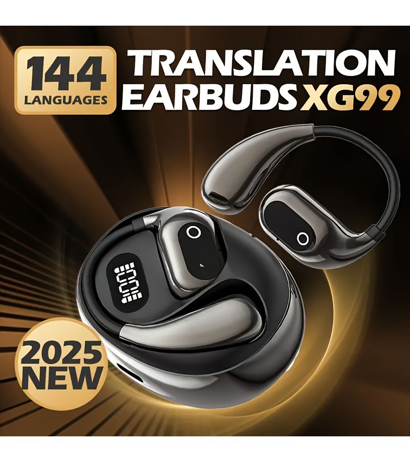 2025 New AI Translation Earphones Blue Support 144 Languages LED Power Display HD Audio Touch Control Long Battery Life Type-C Charging Port High Quality Sound For Sports - Image 1