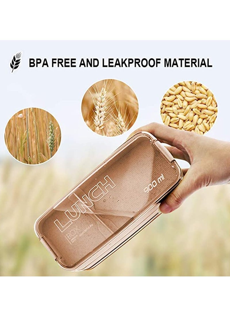 Arabest - Adults Lunch Box, Iteryn Stackable Bento Box, 3-In-1 Compartment - Wheat Straw, Leakproof Eco-Friendly Bento Lunch Box Meal Prep Containers - Image 1