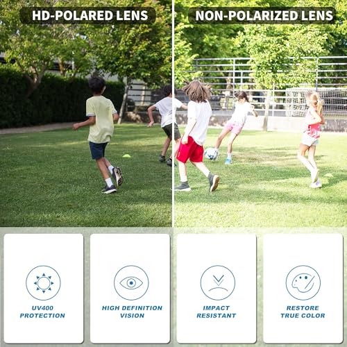 Karsaer Polarized Cycling Sunglasses for Kid Boys Girls Kids Square Sports Glasses E1334 - Image 5