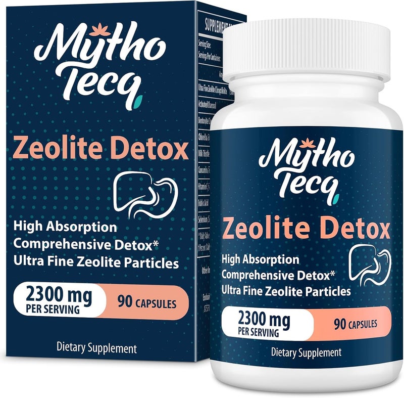 MythoTecq كبسولات إزالة السموم زيو لايت 2300 ملغ  فحم مفعل  طين بنتونيت  قابلة للإمتصاص بشكل عالي  إزالة سموم الجسم بالكامل  إزالة سموم الكبد والأمعاء  زيو لايت كلينوبتيلوليت لإزالة سموم المعادن الثقيلة 90 كبسولة - Image 1