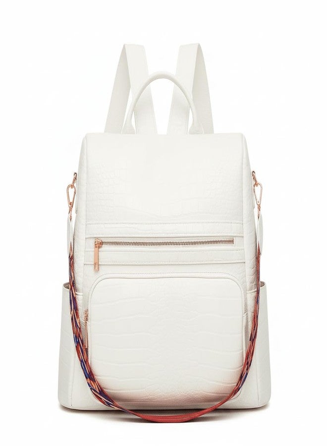MUCHOVA Women Casual Backpack for College | Stylish Travel Daily Use Bag for Girls | Lightweight Office Backpack for Women (White) - Image 1