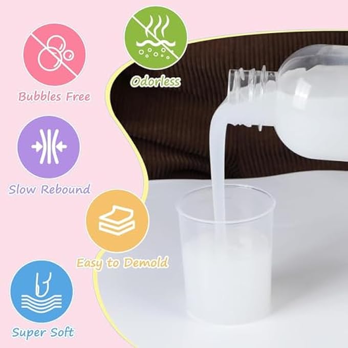 SANAAA Liquid Silicone for Squishy Maker, Super Soft Silicone Rubber, Mixing Ratio AB 1:1 for Taba Squishy, DIY Decompression Gift Cream Stick Set (500 g) - Image 4