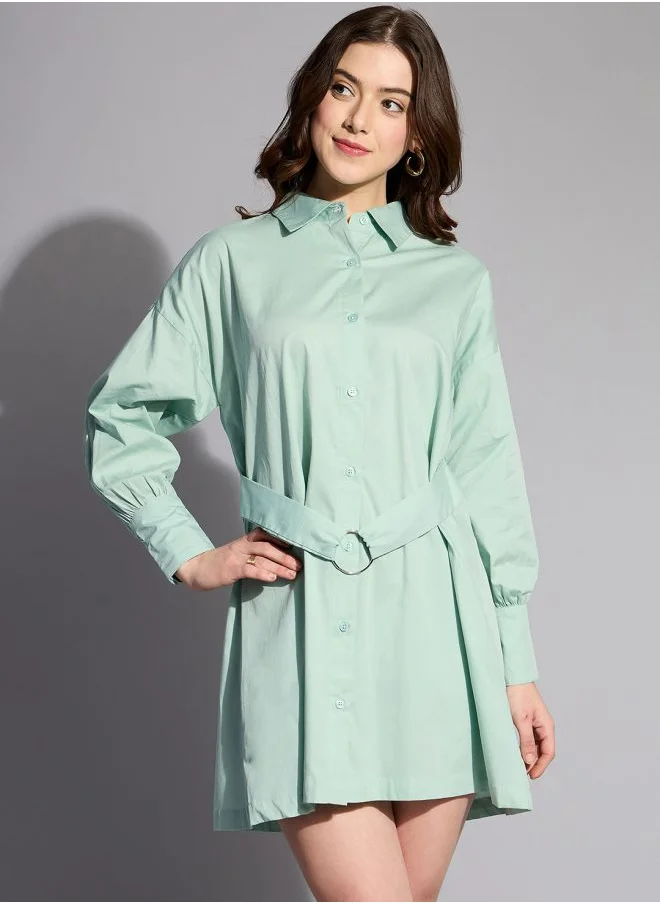 Freehand Women Fit and Flared Casual Solid Shirt Dress