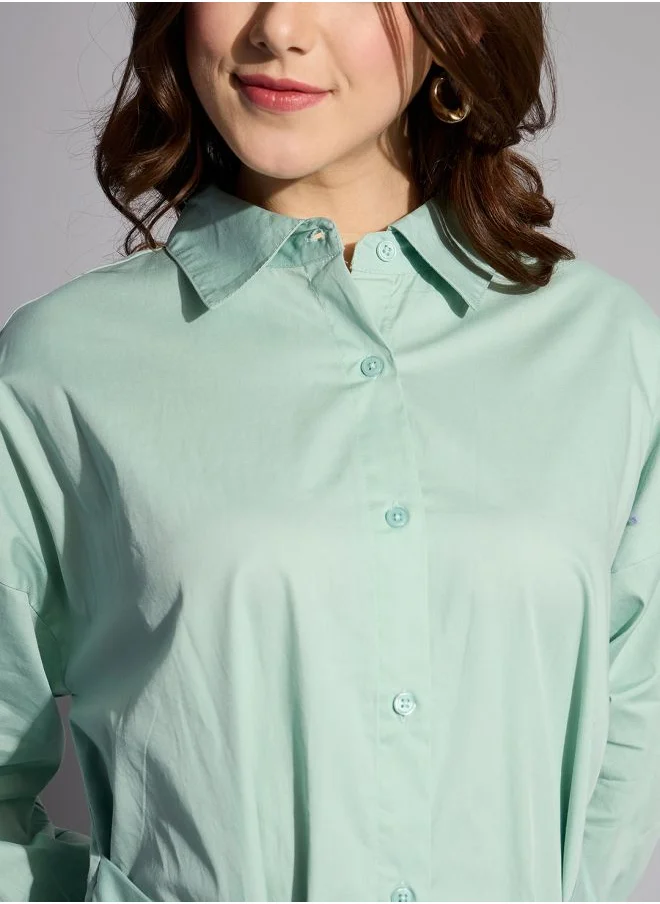 Freehand Women Fit and Flared Casual Solid Shirt Dress