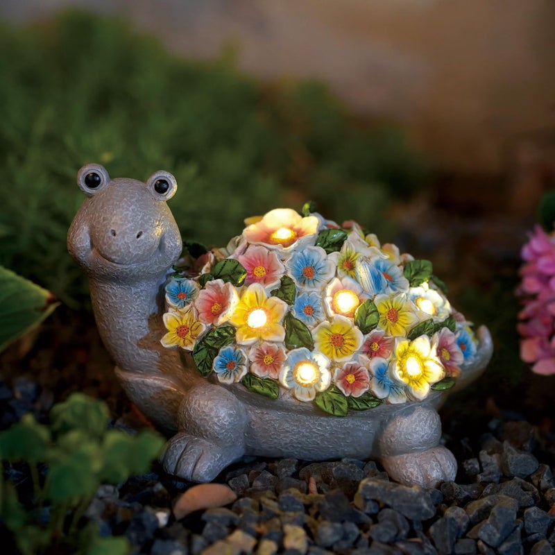 Nacome Solar Turtle Garden Decor with Flowers Outdoor Clearance Statues Lights for Outside Lawn Ornaments Porch Patio Balcony Yard  Birthday Gifts for Mom Grandma Women