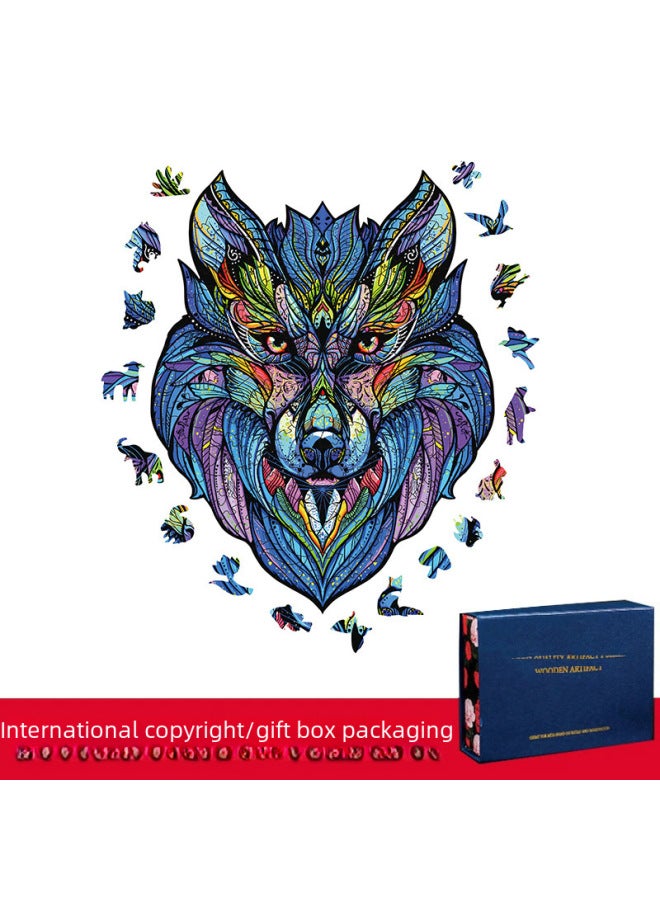 Cat Wolf Owl Shaped Wooden Puzzle Irregular Three-dimensional Animal Puzzle Manufacturers Wooden Toys-Color:Cat In Cat (Medium) - Image 4