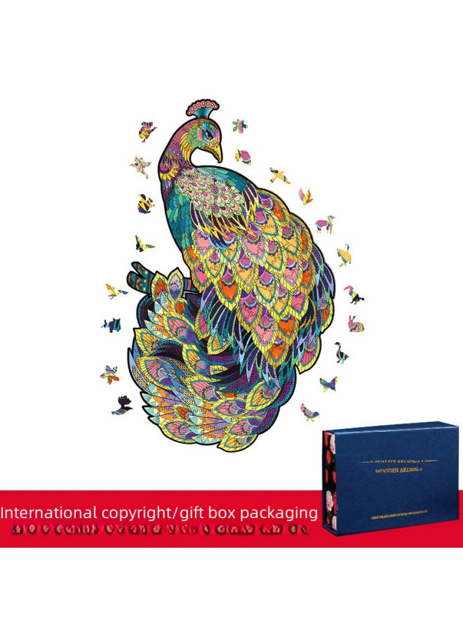 Cat Wolf Owl Shaped Wooden Puzzle Irregular Three-dimensional Animal Puzzle Manufacturers Wooden Toys-Color:Cat In Cat (Medium) - Image 5